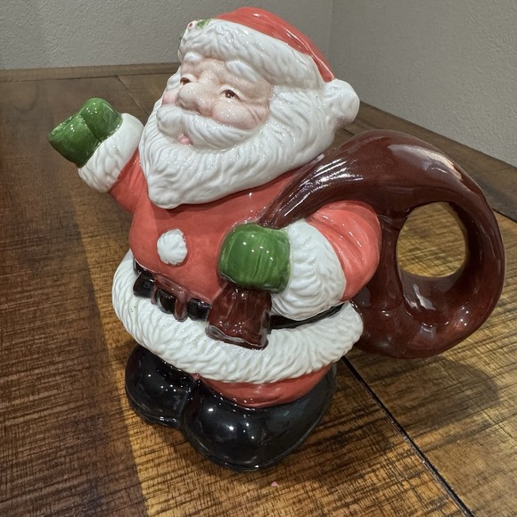 Papel Freelance 1991 L85433 Santa With Toy Sack Teapot w/ Lid Ceramic Pristine - Picture 2 of 10